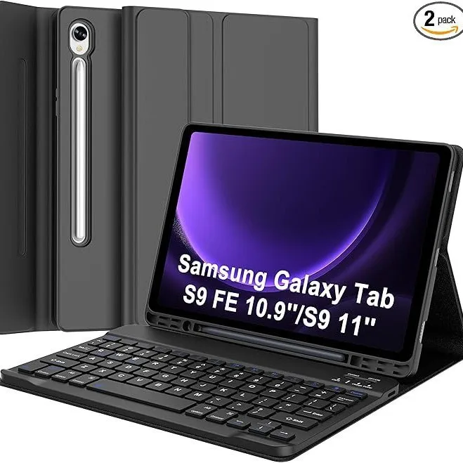 

Чехол с клавиатурой для Samsung Galaxy Tab S10 Lite S10 FE S9 FE 10,9 дюйма S9 11-дюймовый съемный чехол с кожаной подставкой