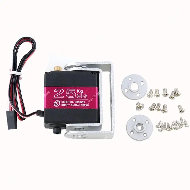 Rds3225 servo digital 25kg 6v metal engrenagem servo robótico 180 graus eixo duplo à prova dip66 água ip66 com mouting em u reto longo/curto