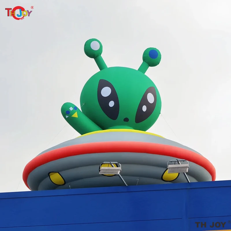 

Гигантский надувной зеленый инопланетянин с индивидуальным логотипом для украшения Хэллоуина