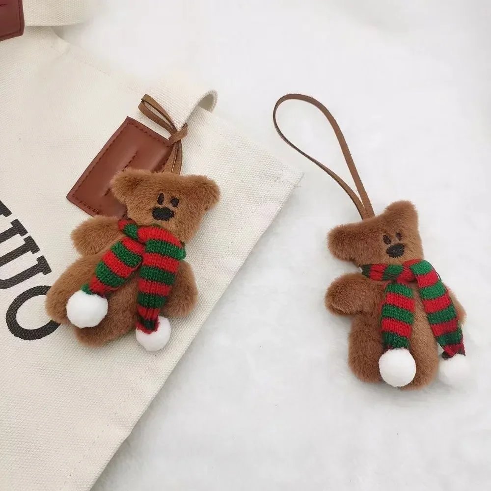 2023 Autumn/Winter Tilted Head Teddy Bear Pendant Christmas Limited Edition Mr. Bean Bear Plush Brown Keychain Cute and Unique