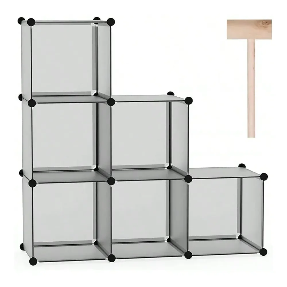 

6Cube Storage Organizer, Stackable Storage Cubes Shelves, Portable Bookshelf, Plastic Clothing Storage Closet Organizer, Shelvi