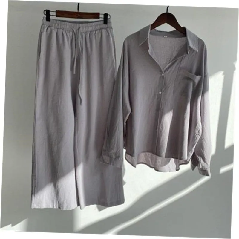 

Женский костюм из хлопка и льна с высокой талией, модный летний наряд, удобный дышащий материал, повседневный Ele Sle