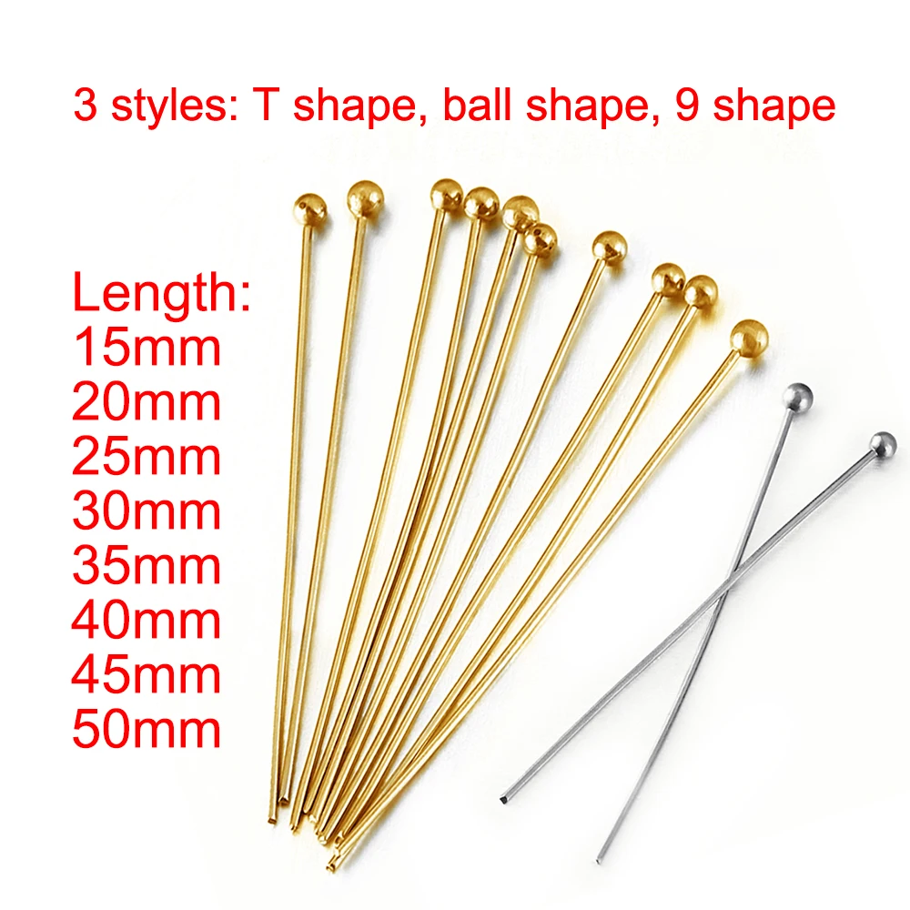 100pcs Stainless Steel Flat Head Pins for Jewelry Making Supplies Ball Pins Jewelry Findings Headpins Eye Pins Accessories