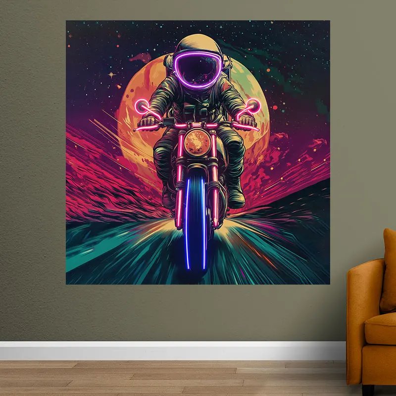 Astronaut Racing on Retro Motorcycle Neon Light - Unique Space Adventure LED Sign for Bedroom, Bar, Game Room, Perfect Gift Idea