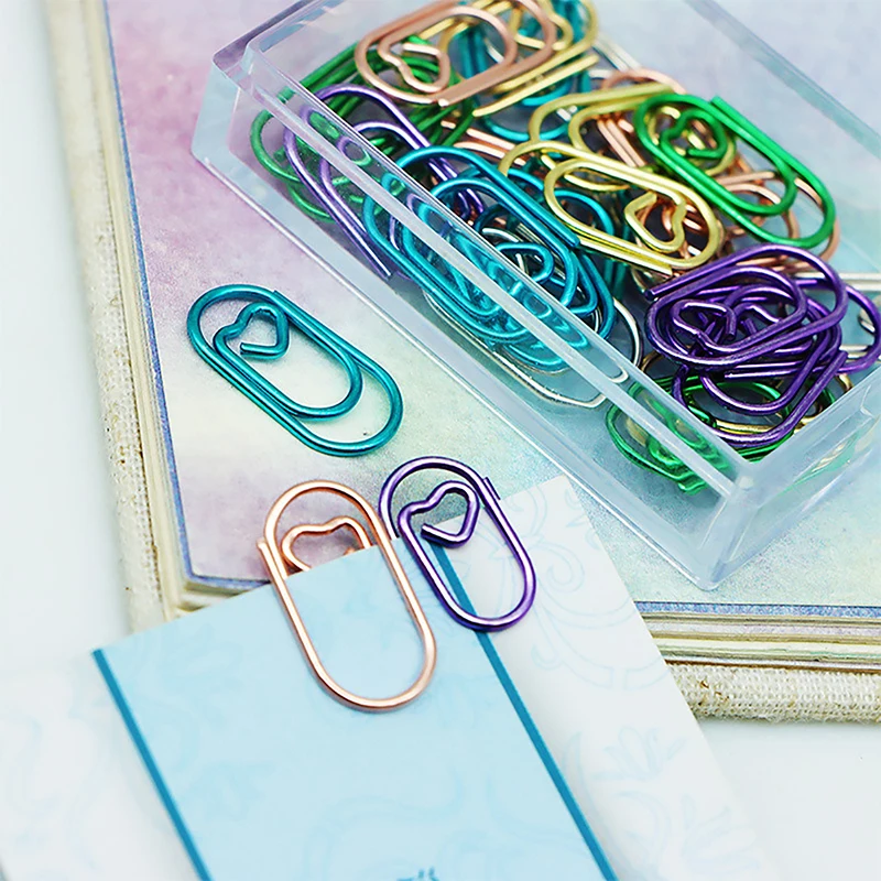 19*10mm 50 PCS Mini Love Notebook Bookmark Binder Paperclips Accessories Paper Clips