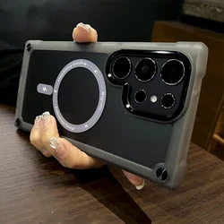 Matte thicken shockproof magsafe charging phone case for Samsung Galaxy S22 S23 S24 Plus Ultra magnetic armor hard bumper cover