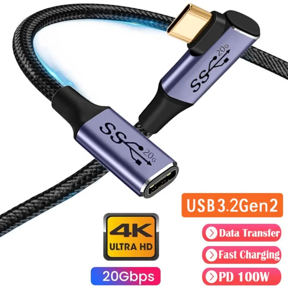 NEW PD 100W USB 3.2 Gen 2 Type-C Cable 4K@60Hz Male to Female USB-C Extension Wire 20Gbps 5A Data Cord for Laptop Mobile Phone