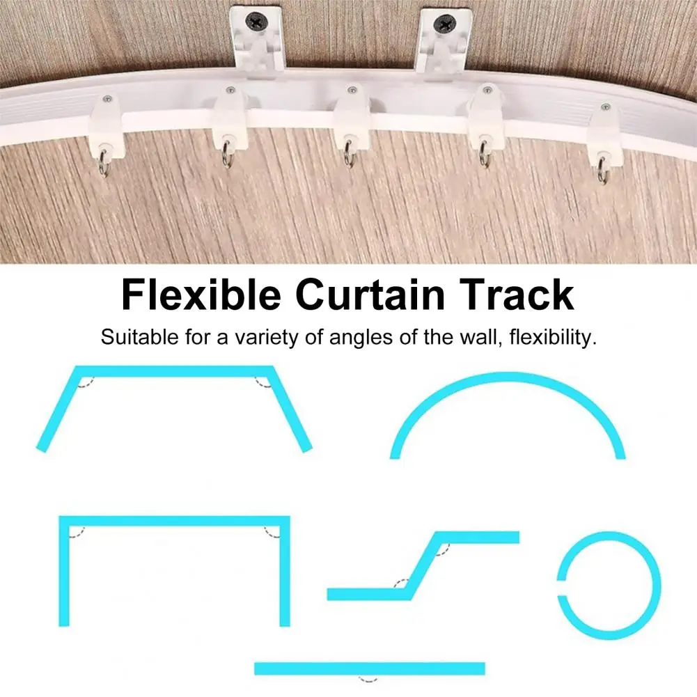 Flexible Curtain Rod Alternative Bendable Ceiling Curtain Track System for Rv Bay Window Shower Room Divider Easy Installation