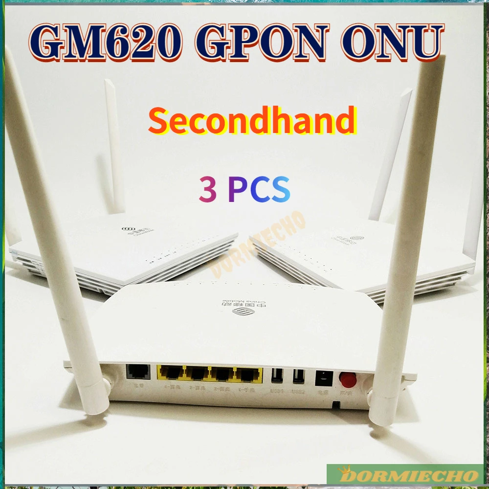 High Quality 3Pcs/Lot GM620 Secondhand Gpon ONU ONT English Version Router 1GE+3FE Network Terminal used WLAN+2.4g&5g WIFI AC