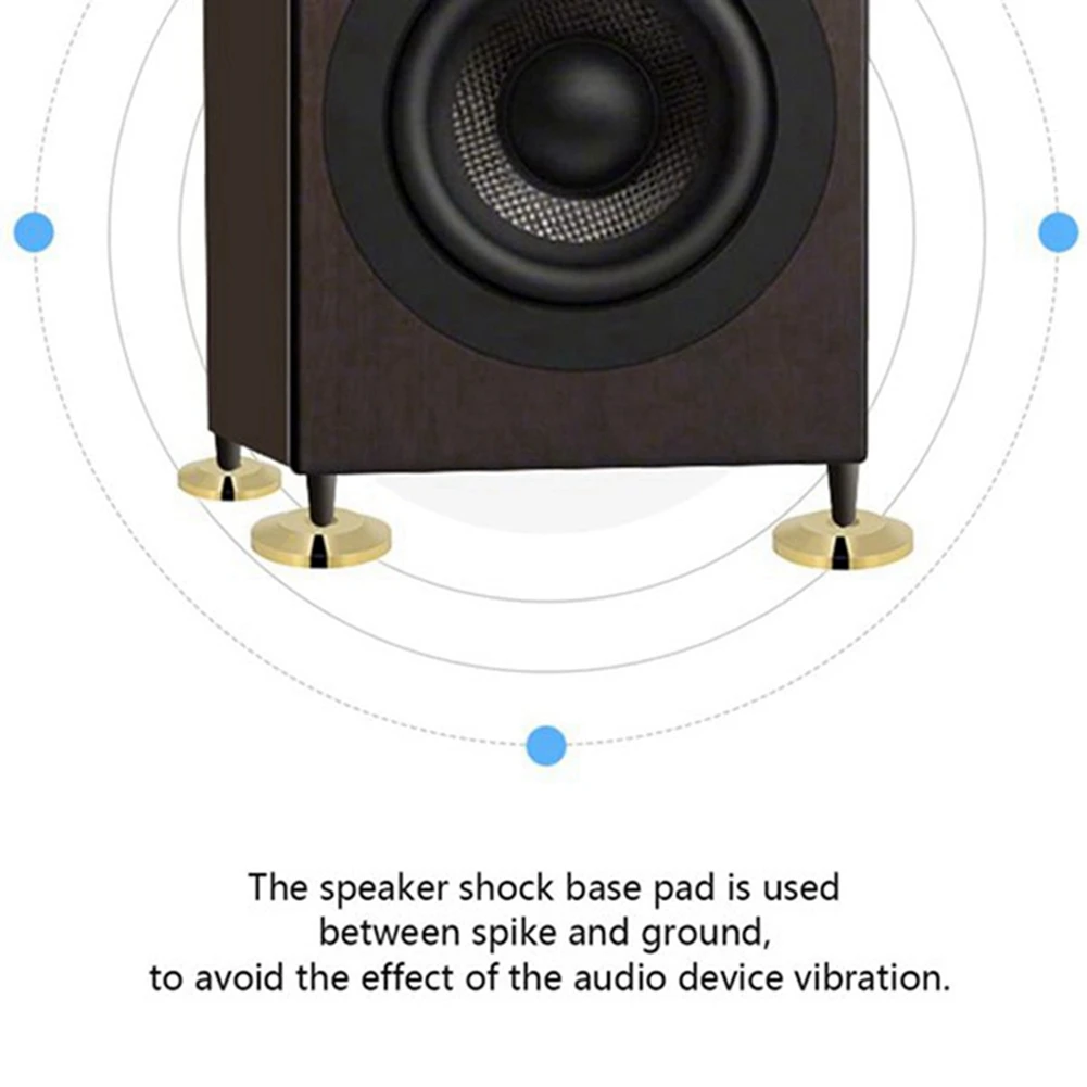 แผ่นรองกรวยแหลมทองแดงบริสุทธิ์สำหรับลำโพง4ชิ้นแผ่นเสริมส้นฐาน SPEAKER HIFI (สีทอง)
