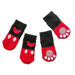 Chaussettes de Noël chaudes pour animaux de compagnie, bottes pour petits chiens, produits en peluche Chihuahua, chiens et chatons, chaussures d'hiver non ald, 4 pièces