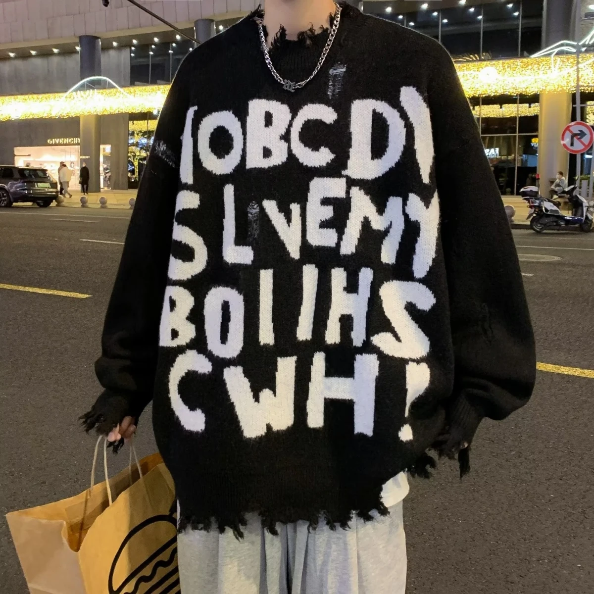 

Men's Thiened Autumn Winter Sweater Loose American Sle Long Sve Knitted Cardigan Casual Wear Polyester Fiber round Ne