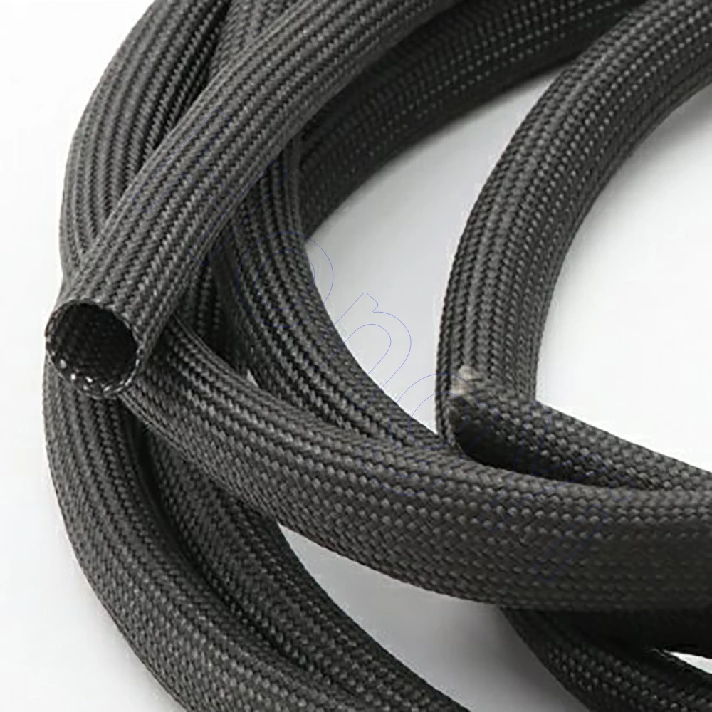 Ø1mm-30mm hitam jalinan serat kaca lengan 600 Deg.C suhu tinggi kimia kaca serat tabung Fiberglass Sleeving