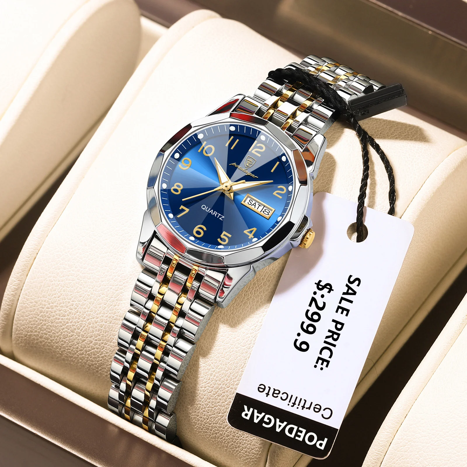 

POEDAGAR Women Watches Elegant Fashion Original Quartz Watch for Ladies Waterpfoof Stainless Steel Wristwatch Date Week Luminous