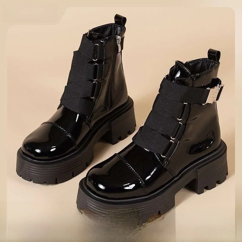 

Amman Platinum Sweet Cool Boots Women's Autumn Winter Faion Boots Middle Tube Ribbon Stitching EVA Cotton Rubber