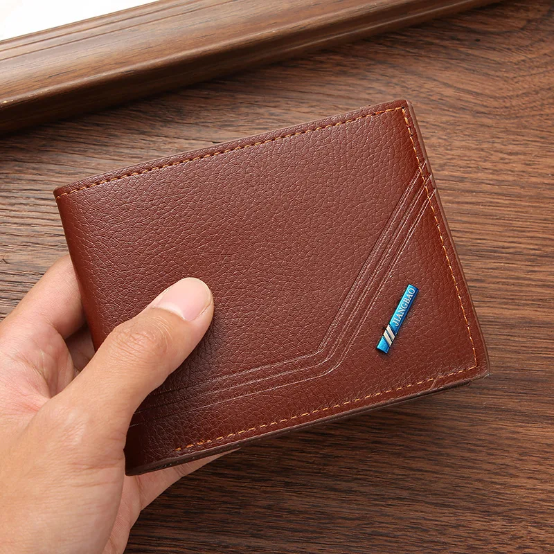 2023 New Men\'s Short Wallet Horizontal Wallet Can Hold Driver\'s License Men\'s Leather Wallet Men Purses for Men