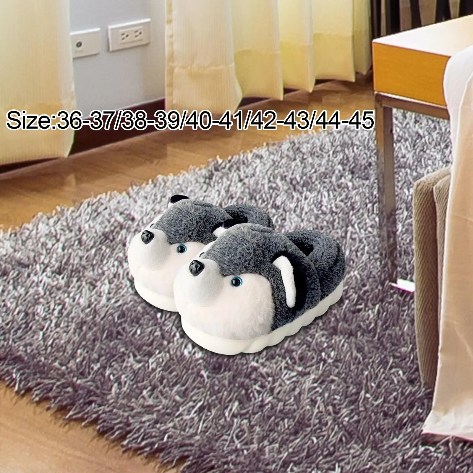 Dog Plush Slippers Cute 3.5cm Thick Sole Anti Slip Household Winter Footwear for Apartment Birthday Gift Holidays Farmhouse Dorm