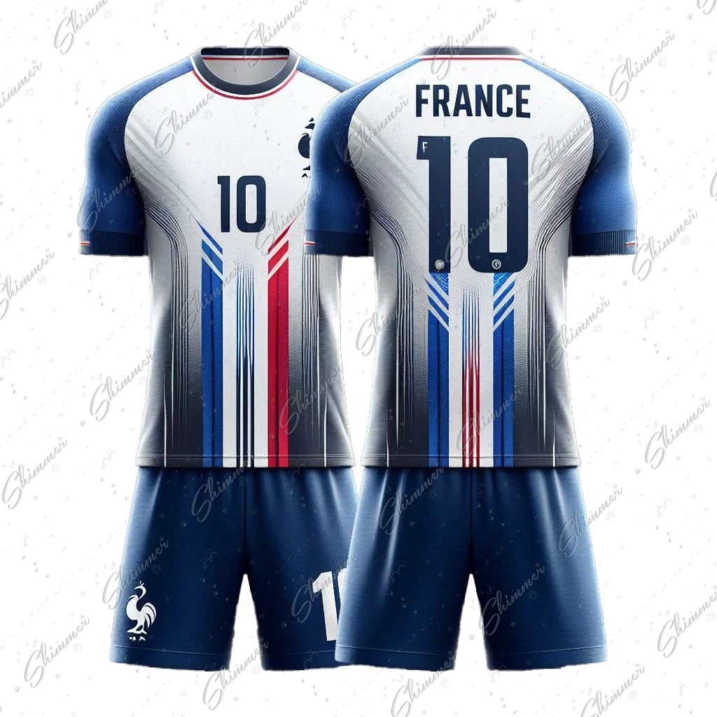 2024 Short Sleeves France Style Pop Kids Youth Training And Competition Tops Football Outfit Kids Soccer Jersey Clothing Uniform