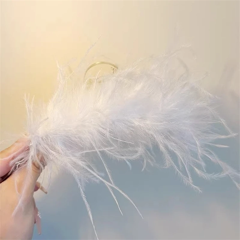 Shark clip Feather Clip High end Ostrich Hair Clip Back Head Spoon Hair Clip Super Immortal Headwear