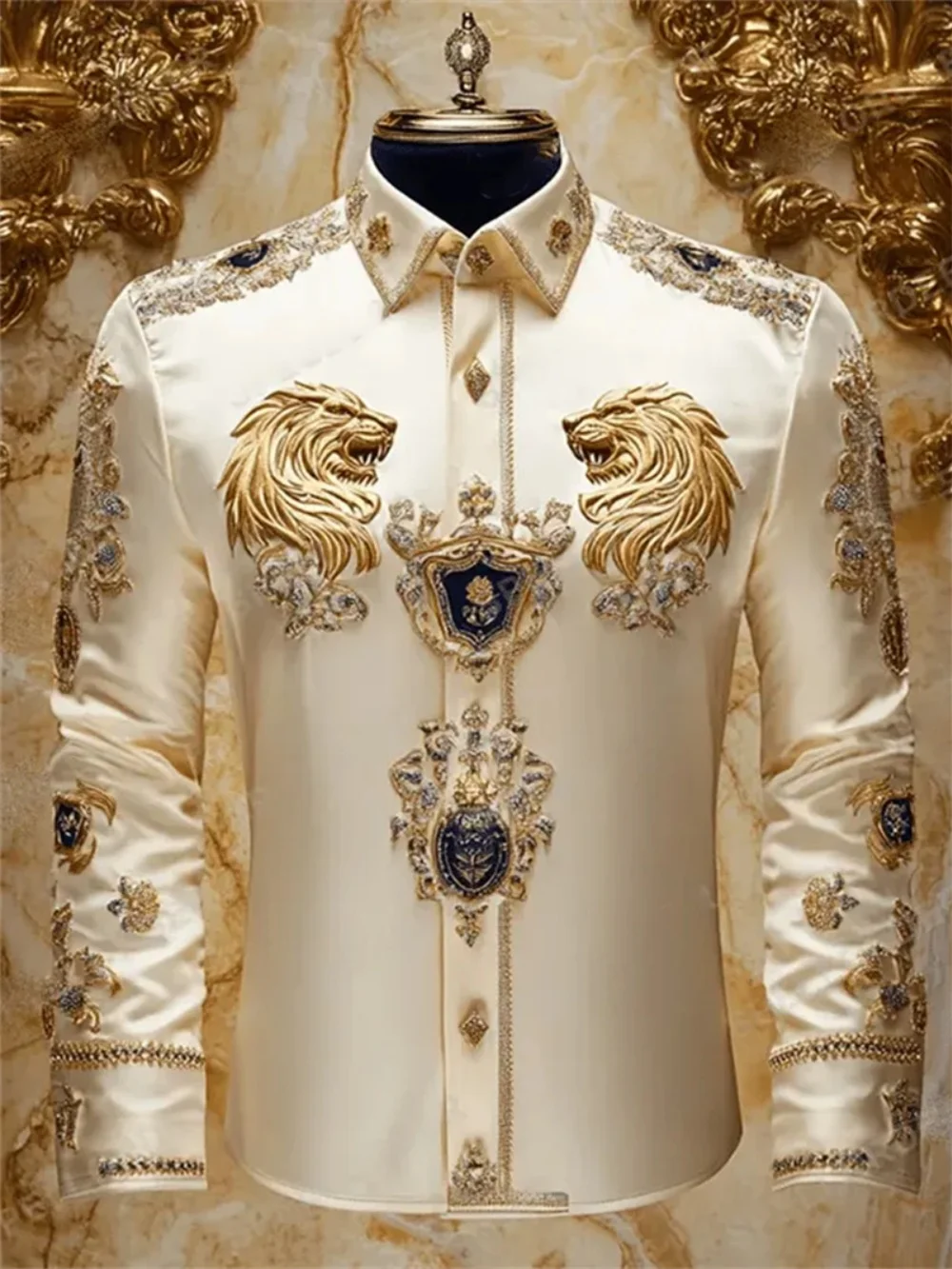 New  Men's Long Sleeve Collar Shirt, Fashionable Printed Shirt, Social Party, Soft Fabric, Comfortable, Luxury, High Quality