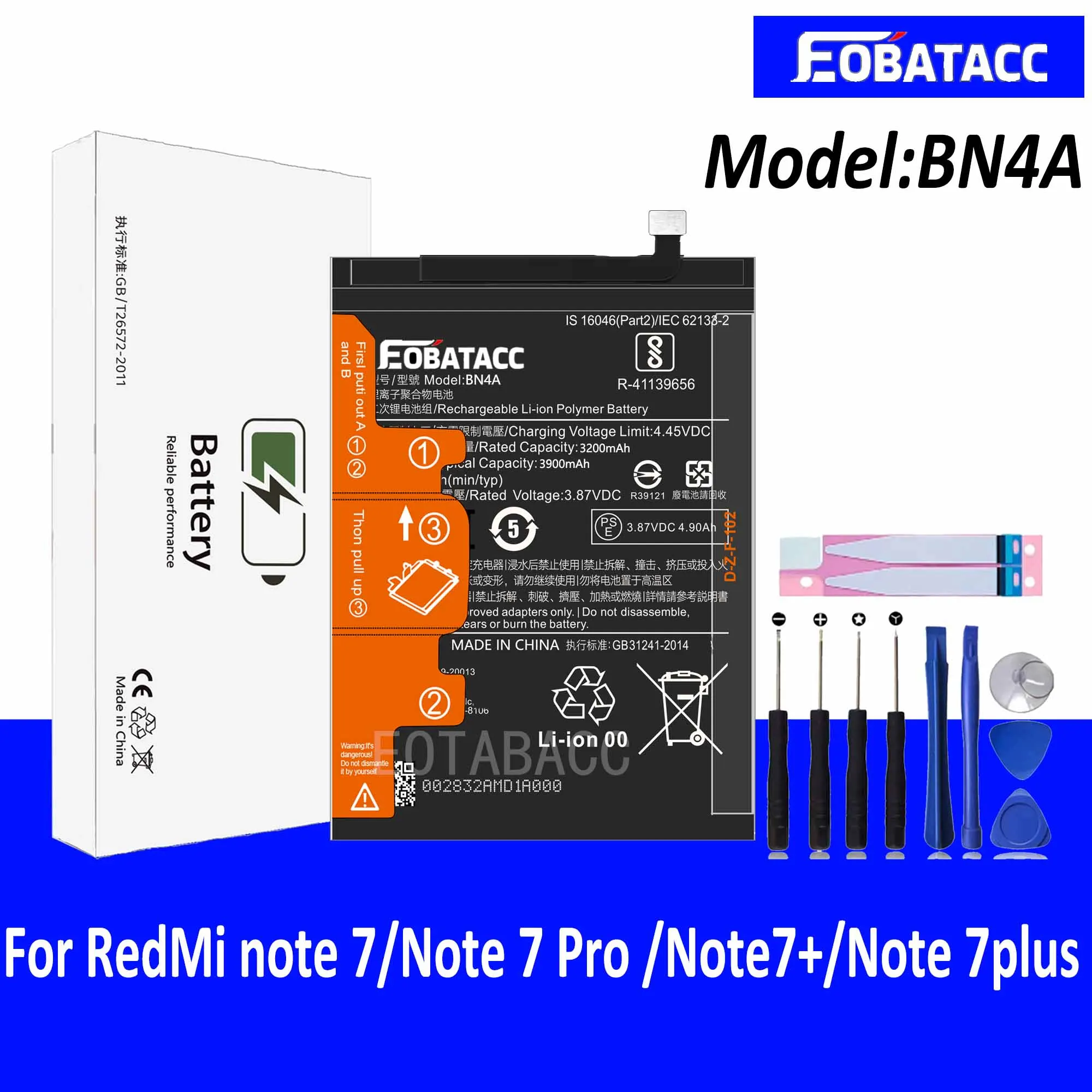 

EOTABACC 100% New Original Battery BN4A For XIAOMI note 7/Note 7 Pro /Note7+ /Note7 plus Battery +Tools