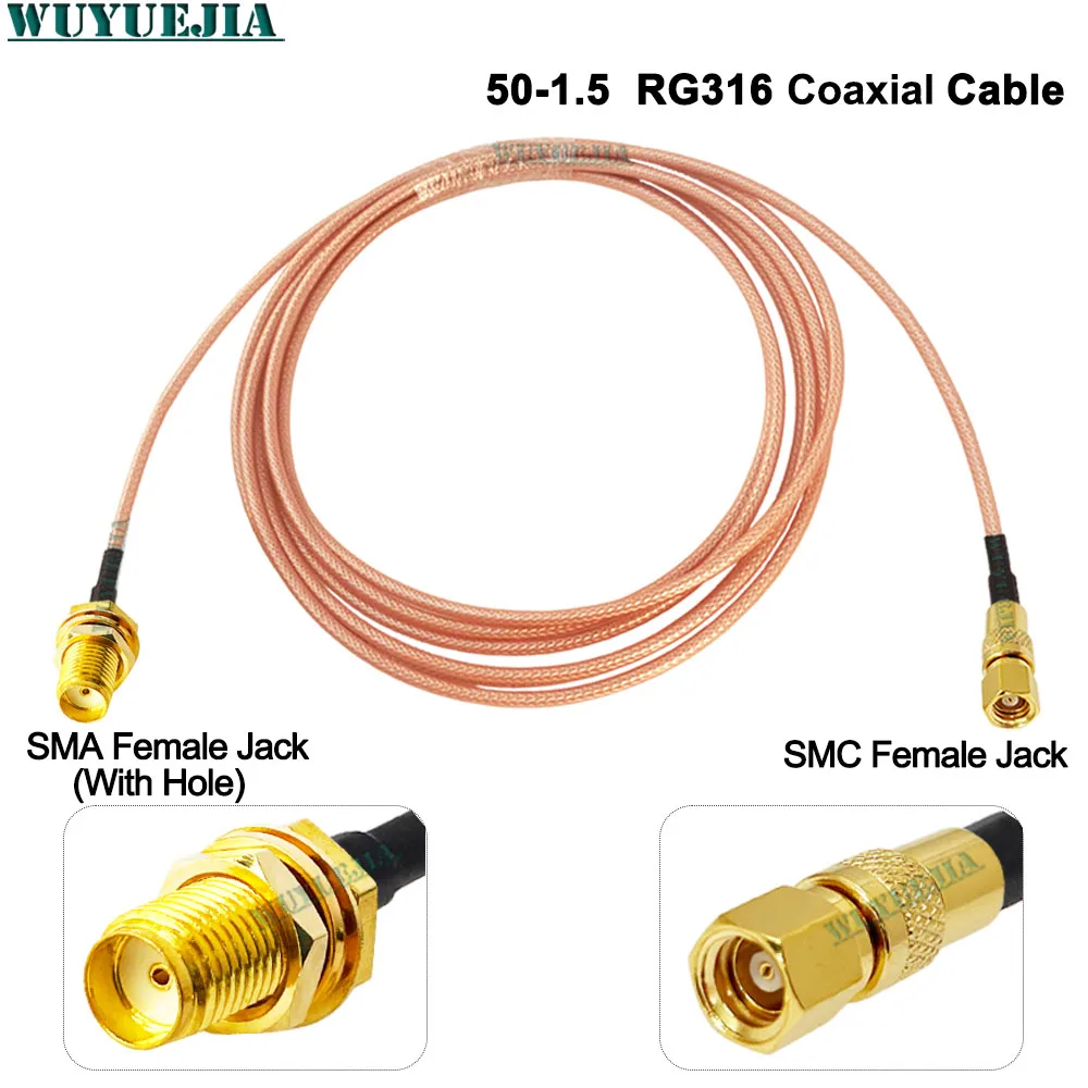 SMA إلى SMC RF خط الاتصال SMC واجهة SMA ذكر التوصيل إلى SMC أنثى جاك تمديد 50-1.5 RG-316 RF محول كابل محوري