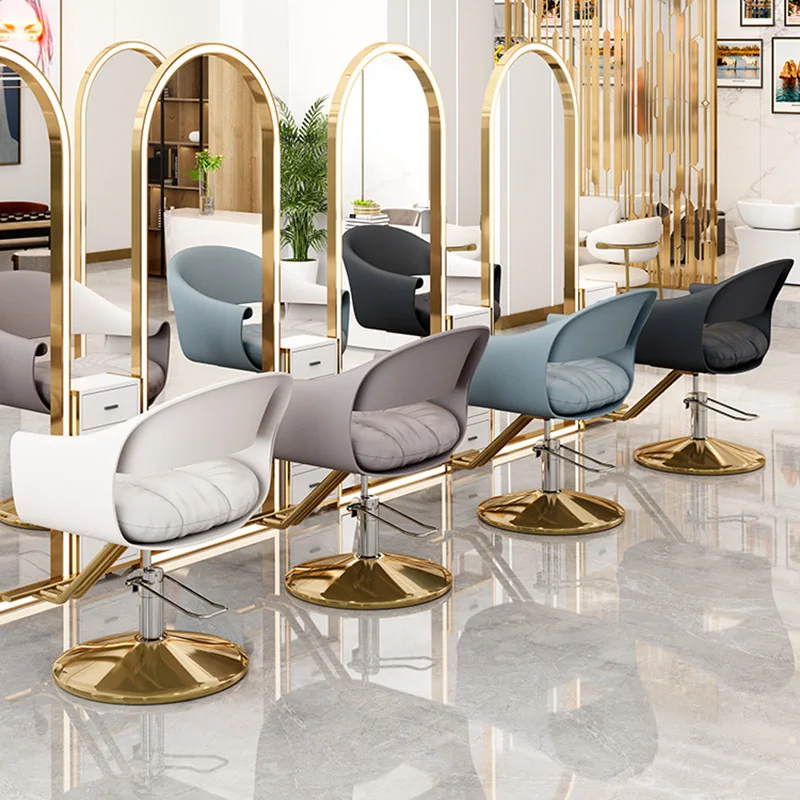 Silla de barbero de lujo, sillón giratorio de color blanco Premium, muebles de salón cómodos, a la moda