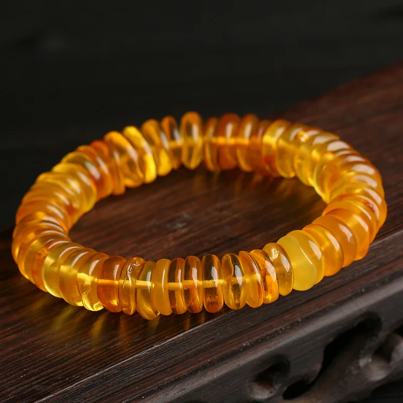 

12mm Natural Amber Bracelet Bangle Men Women Healing Gemstone Fine Jewelry Genuine Baltic Golden Amber Spacer Beads Bracelets