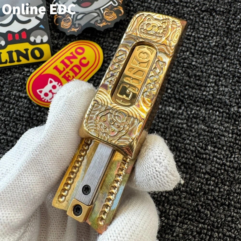 Pre-instalado LINO EDC Limbo Mokume Push Slider Mecánico Fidget Slider Juguete para aliviar el estrés Accesorios de escritorio de oficina