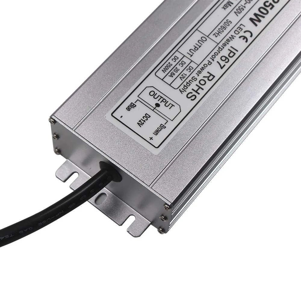 

LED Power Supply 250W High-powerTransformer Waterproof IP67 12V DC Driver Adapter for Outdoor Use