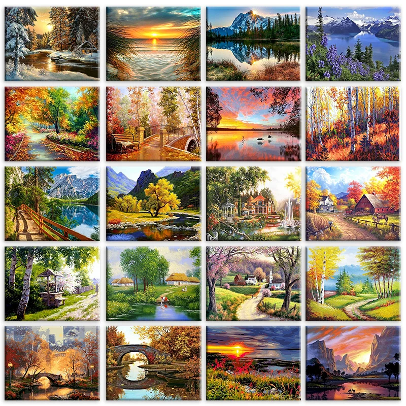 

GATYZTORY DIY Painting By Numbers HandPainted Oil Painting Nature Scenery Picture Paint Drawing On Canvas Home Decor Unique Gift