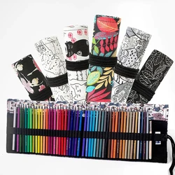 Canvas Roll Up Pencil Case, Suprimentos para estudantes escolares, Brush Pen Bag, Cute Cases, Papelaria, 12 Buracos