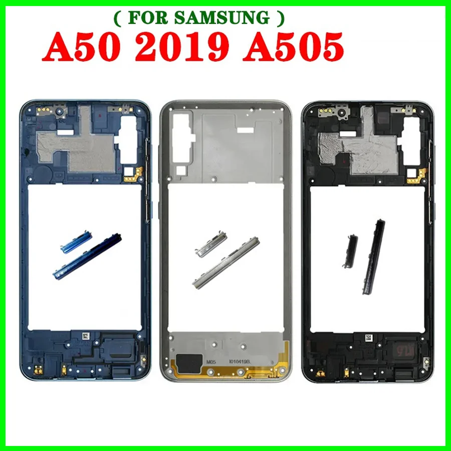 Middle frame Back Housing For Samsung Galaxy A50 A505 A305F SM-A505F Back Door Battery Cover Glass Housing Case Side Buttons Cam