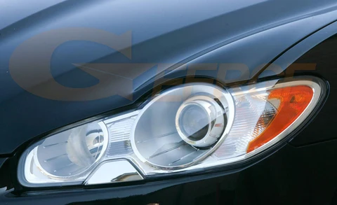 Для JAGUAR XF X250 (до рестайлинга) 2008-2011: Комплект сверхъярких светодиодных COB-фар Angel Eyes (кольца Halo)