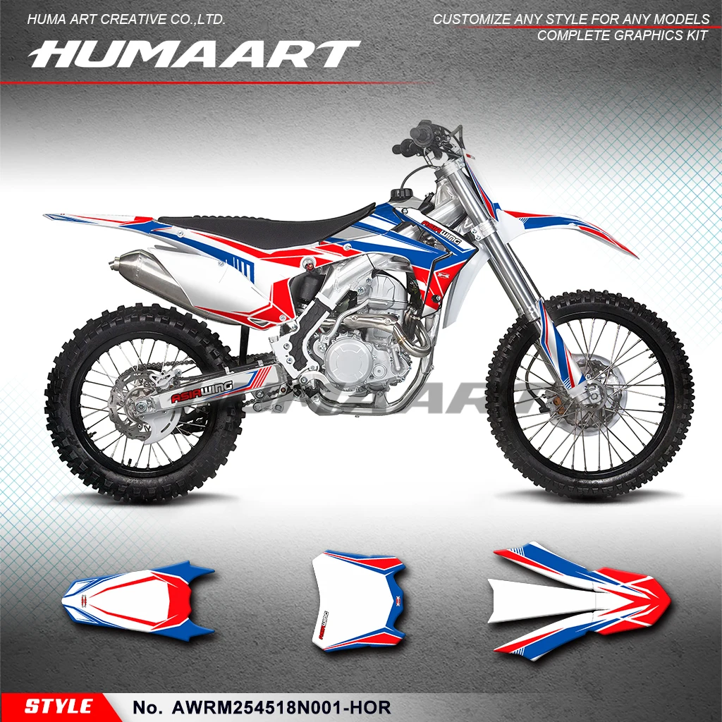 HUMAART Stickers Motocross Graphics Wrap Kit for Asiawing RM250 RM450 2018 2019 2020 2021 2022 2023 2024, AWRM254518N001-HOR