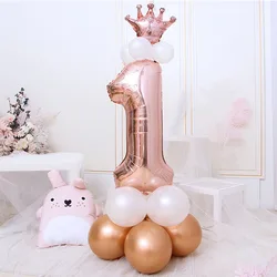 1 ° 1 2 3 4 5 6 7 8 9 anni buon compleanno numero palloncino stagnola ragazzo ragazza prima festa decorazione bambini lattice oro rosa forniture