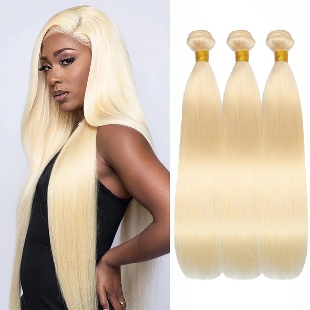 

613 Пучок светлых человеческих волос Прямые 36 38 40 дюймов Пучки необработанных волос 1/3/4 шт. Плетение Лот Двойной уток Высокое качество