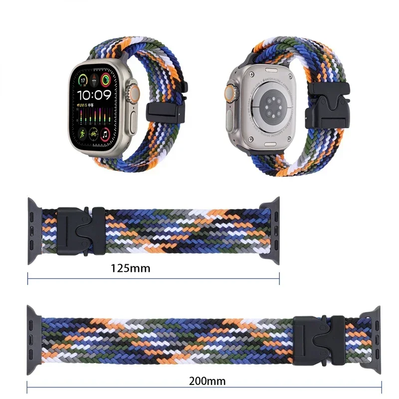 Braided Strap For Apple Watch Band 44mm 40mm 45mm 49mm 41mm 46mm 42mm Bracelet iWatch Series Ultra2 10 9 SE 8 7 65 Magnetic Band image 6