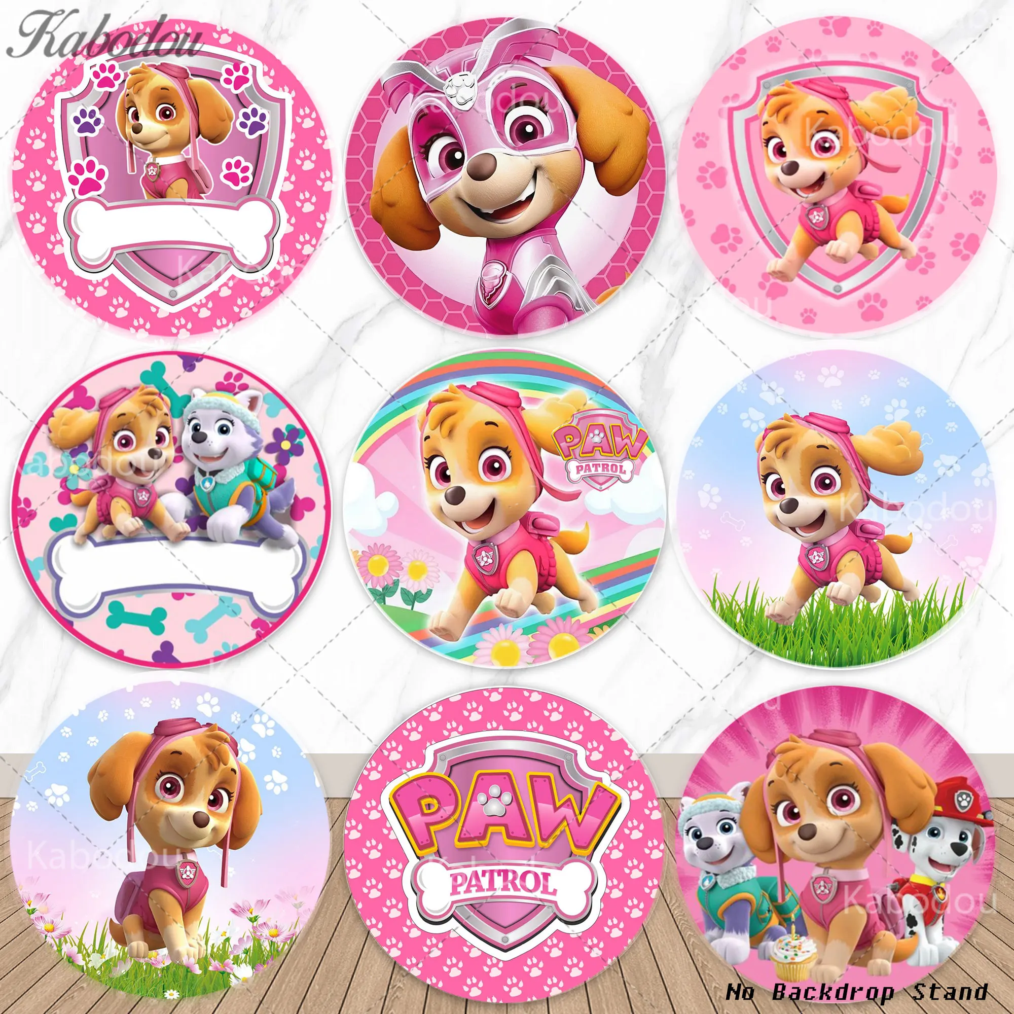 

Круглое фоновое полотно для фотосессий с тематикой «Щенячий патруль», розовый декор для дня рождения девочки, баннер для детского праздника, реквизит для фотостудии