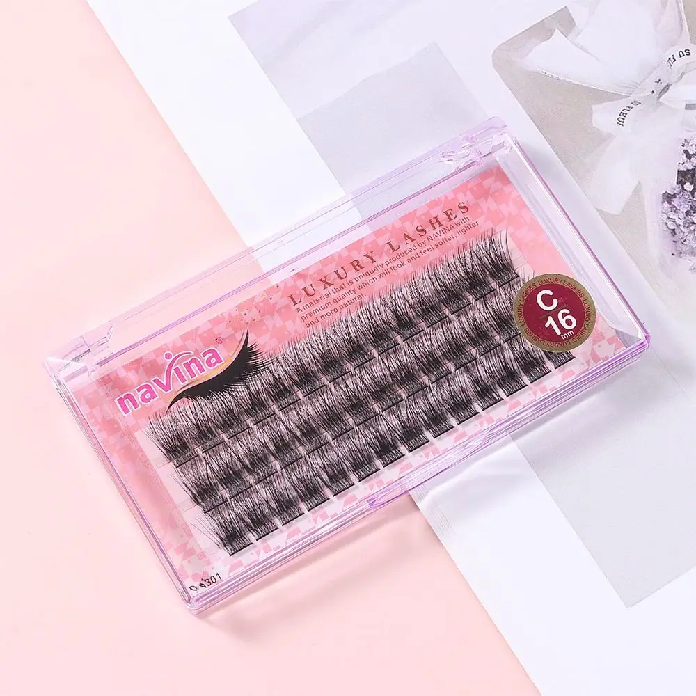 42 Cluster/scatola Definizione audace Ciglia finte Estensione ciglia individuali naturali annodate lunghe/senza nodi