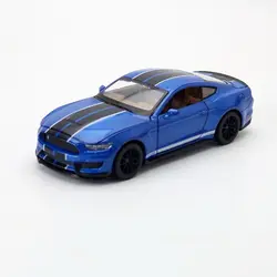 Miniauto 1:32 Scale Ford Shelby GT350 Toy Car Diecast Model Pull Back Doors Openable Sound & Light Educational Collection Gift