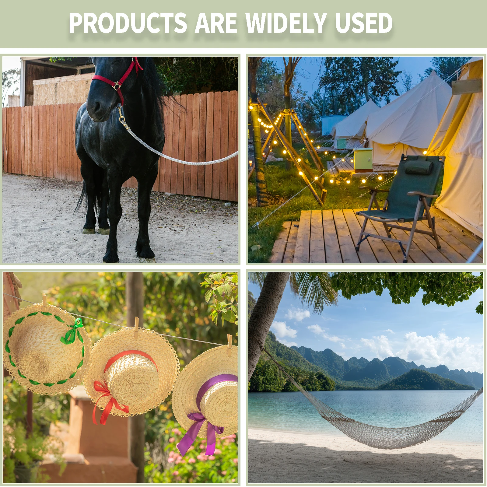 3/16 100 FT Multi-Functional Woven Nylon Rope - Waterproof, Heavy-Duty Durable - For Flag Flying, Clothes Drying, Hiking & More.