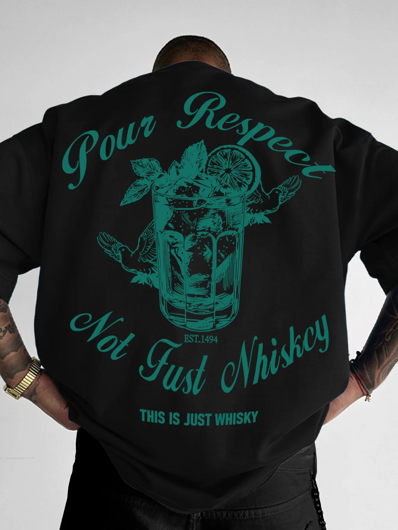 الرجال القطن الإبداعي نمط ويسكي الجليد طباعة بسيطة لينة مريحة للتنفس قصيرة الأكمام الشارع الهيب هوب قصيرة الأكمام #1