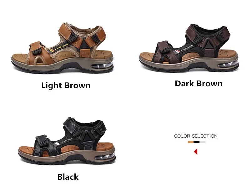 Neue Sommer Echtes Leder Männer Sandalen Mode-Design Atmungsaktive Casual Schuhe Männer Weichen Boden Outdoor Strand Sandalen Große Größe 46 – Detail 5