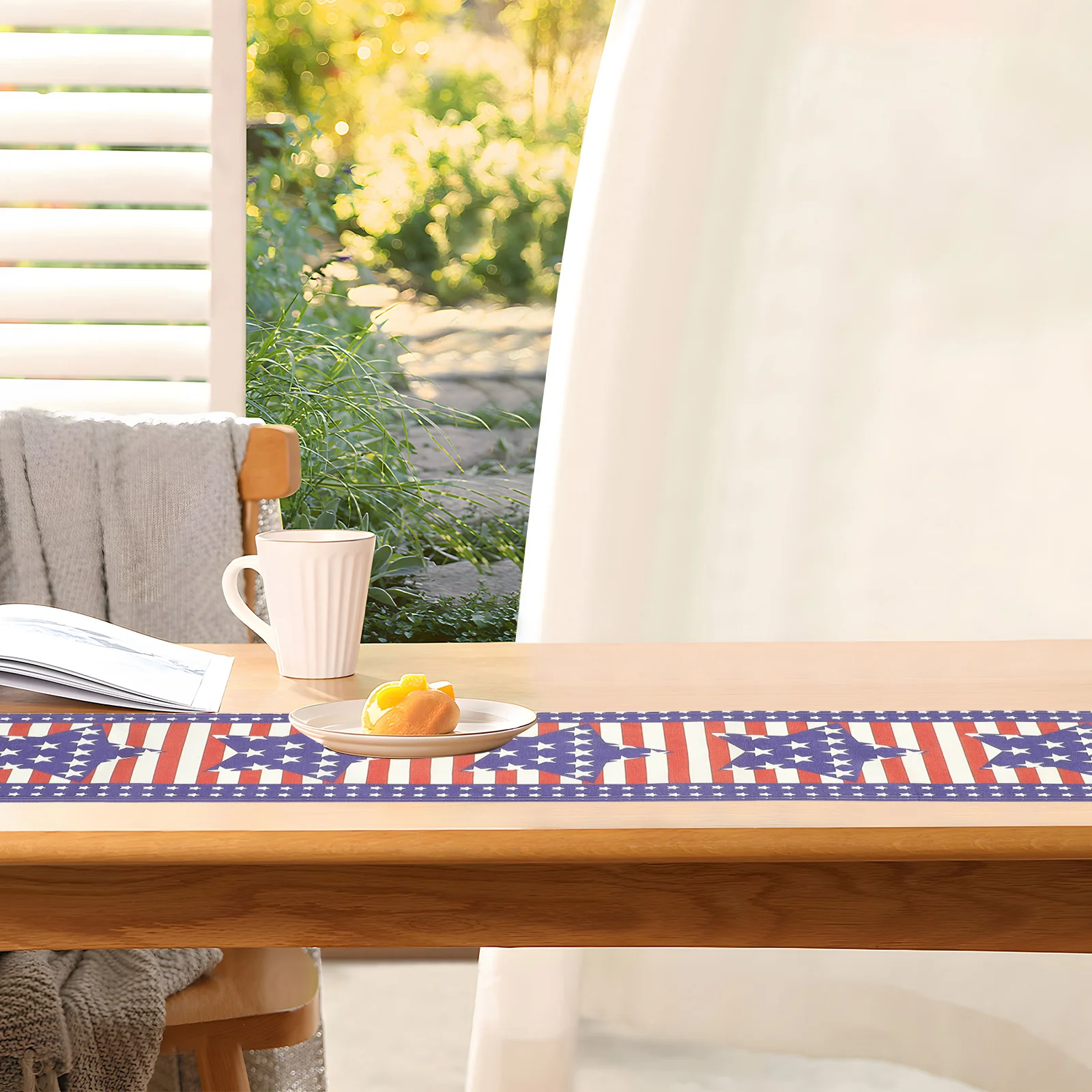 

Patriotic 4Th Of July Table Runner Independence Day American Flag Decorative Rectangular Oil Resistant For Dining Room