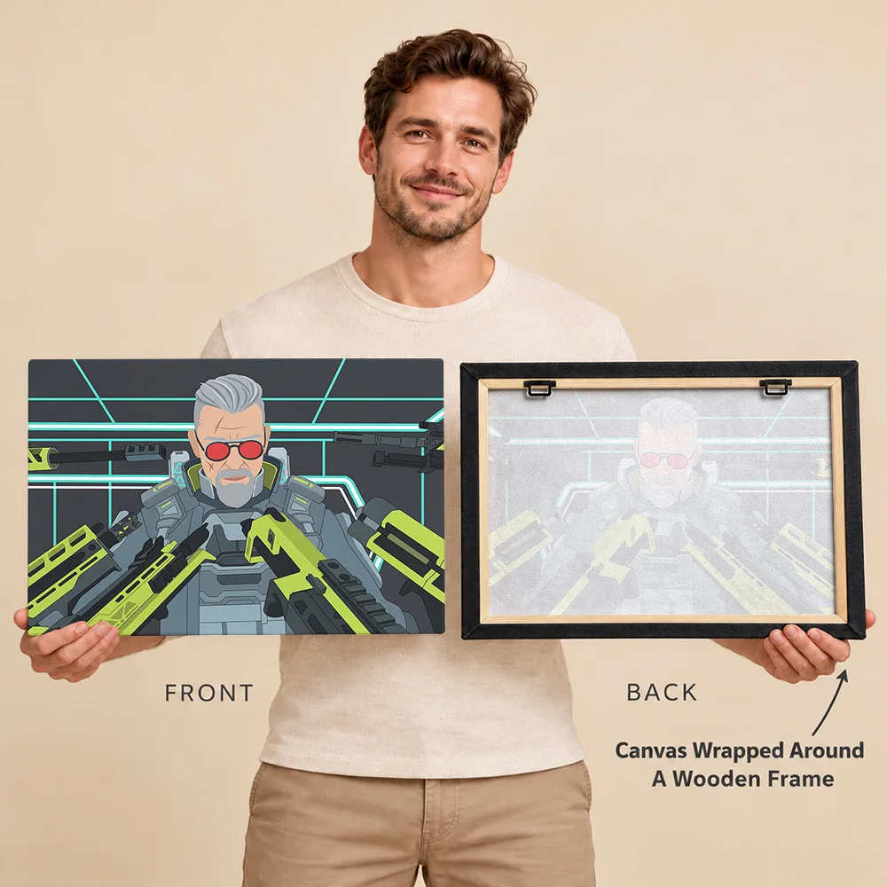 Apex Legends Ballistic Game Wood Framed Canvas Poster Customized Photo, Colorful Character Illustration Wall Art For Bedroom