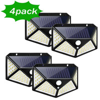 4PCS Sunlight 100 LED SUN Power Garden Wayside Wall Night Lighting Solar Light PIR Motion Sensor Outdoor Solar Lamp Waterproof