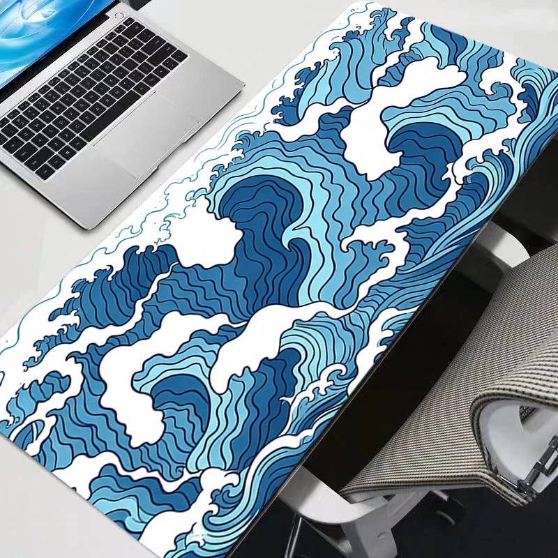 Mouse Pad Japanese style waves Large Gamer Gaming Accessories Speed Keyboard Rubber Lock Edge Desk Mat Laptop mousepad