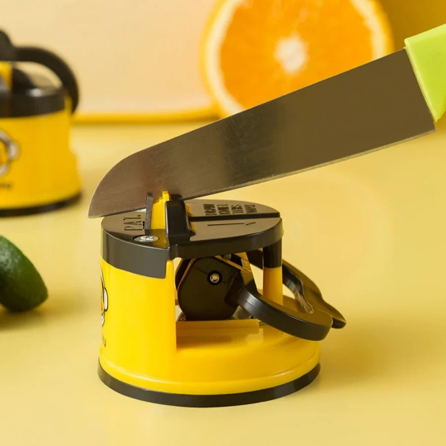 

Yellow Duck Suction Knife Sharpener Manual Kitchen Knife Sharpening Tool Anti-slip Cute Tungsten Steel Knife Sharpener