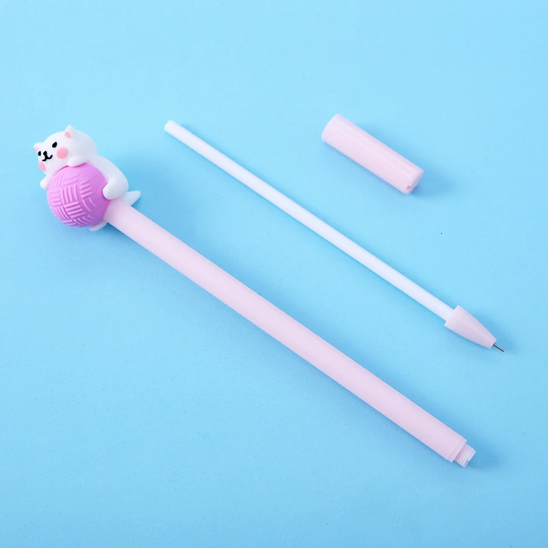 3 Piece Lytwtw\'s Cute Creative Cat Gel Pen Cartoon Kawaii Stationery Office School Supplies Sweet Pretty Lovely Cartoon Handles